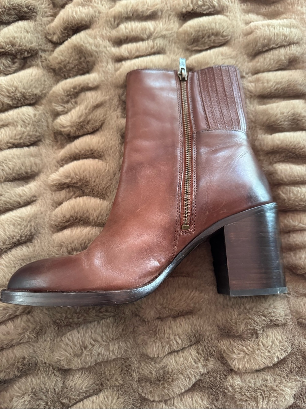 Frye Brown Leather Zip Ankle Boots - Picture 4 of 6